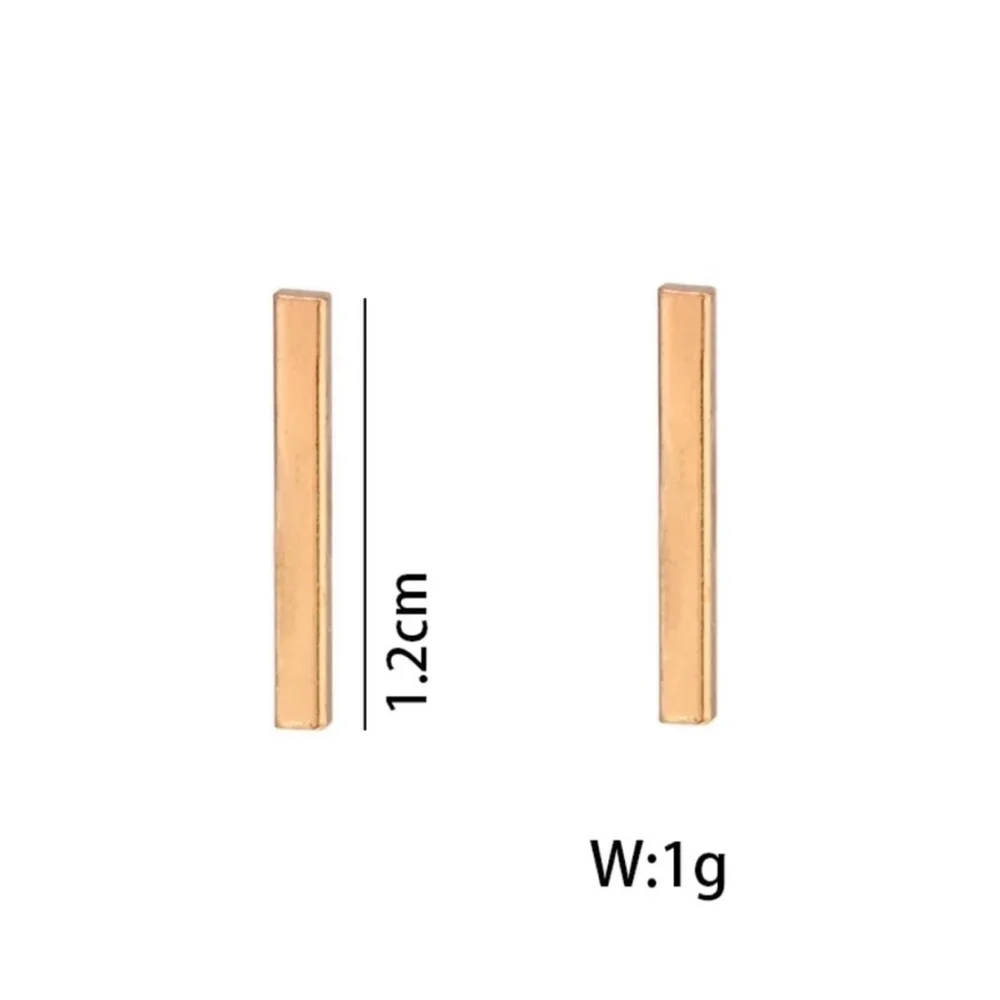 NEW Unisex Black Bar Staple‎ Stud Earrings, 1.2cm